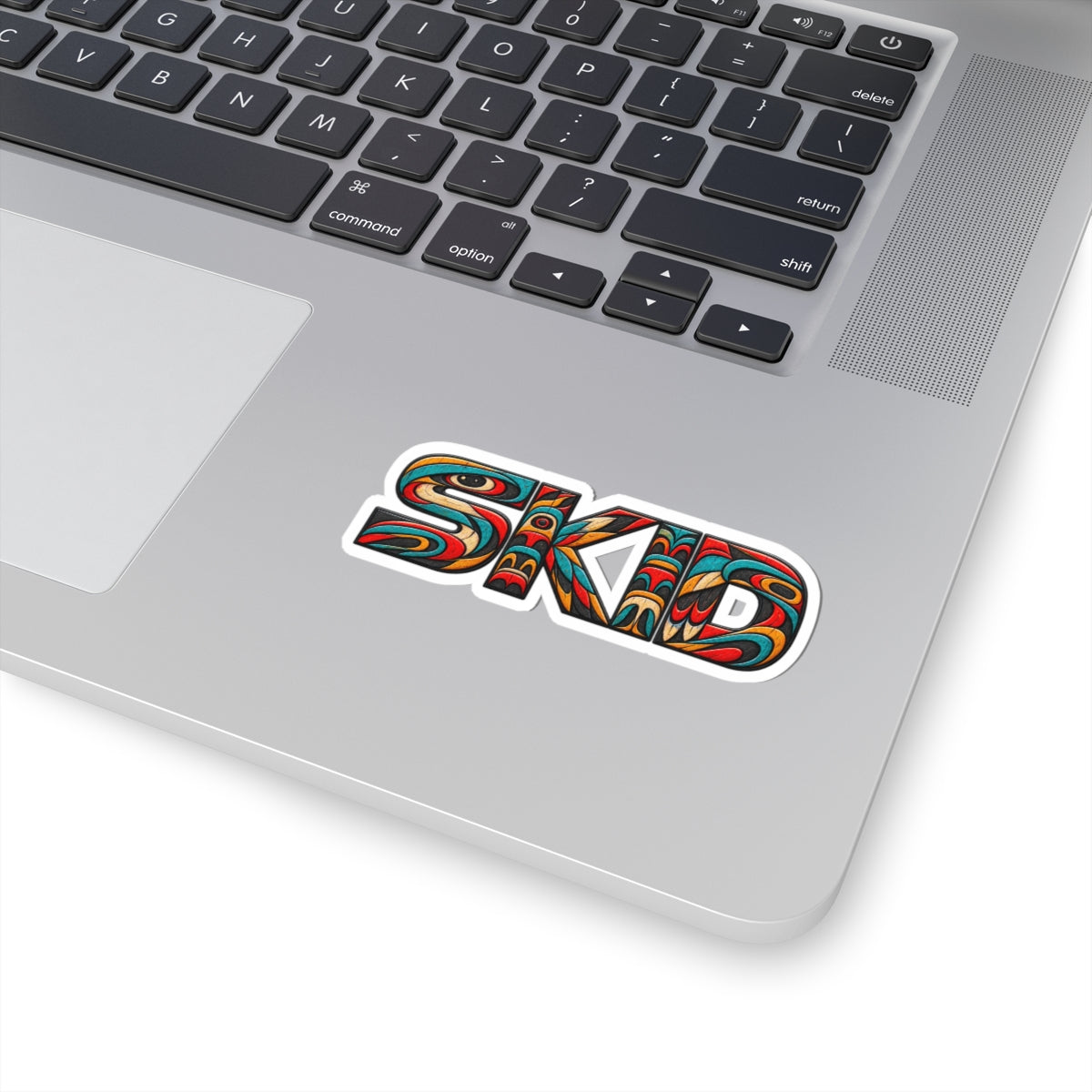 SKID PNW Pattern Kiss-Cut Sticker — Colorful Totem Lettering Decal for Laptops & Skate Gear