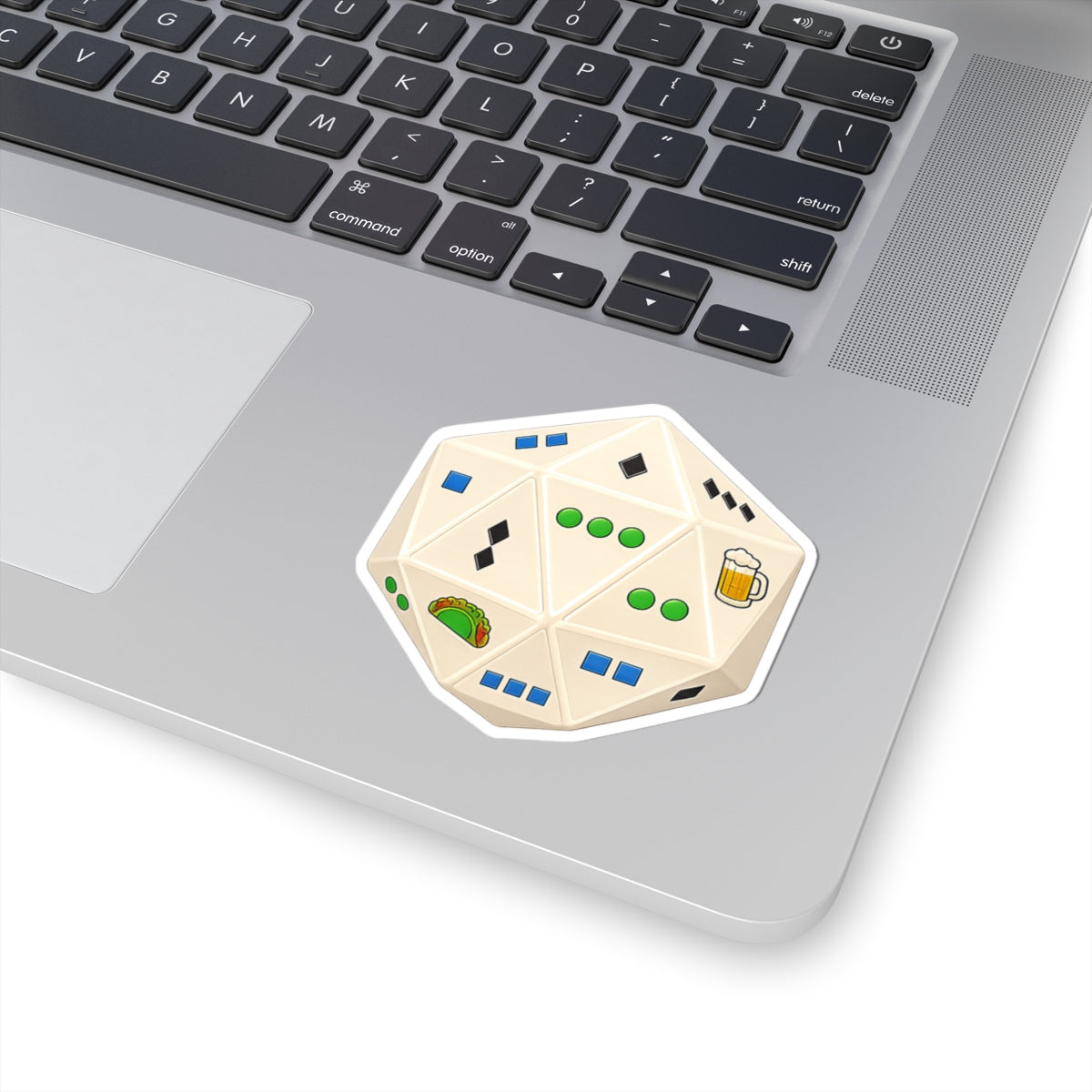 D20 RPG "Trail Master DIE"- Choose Wisely, Icon Sticker — Taco & Beer and Trail Selection Themed Dice Vault Kiss-Cut Sticker
