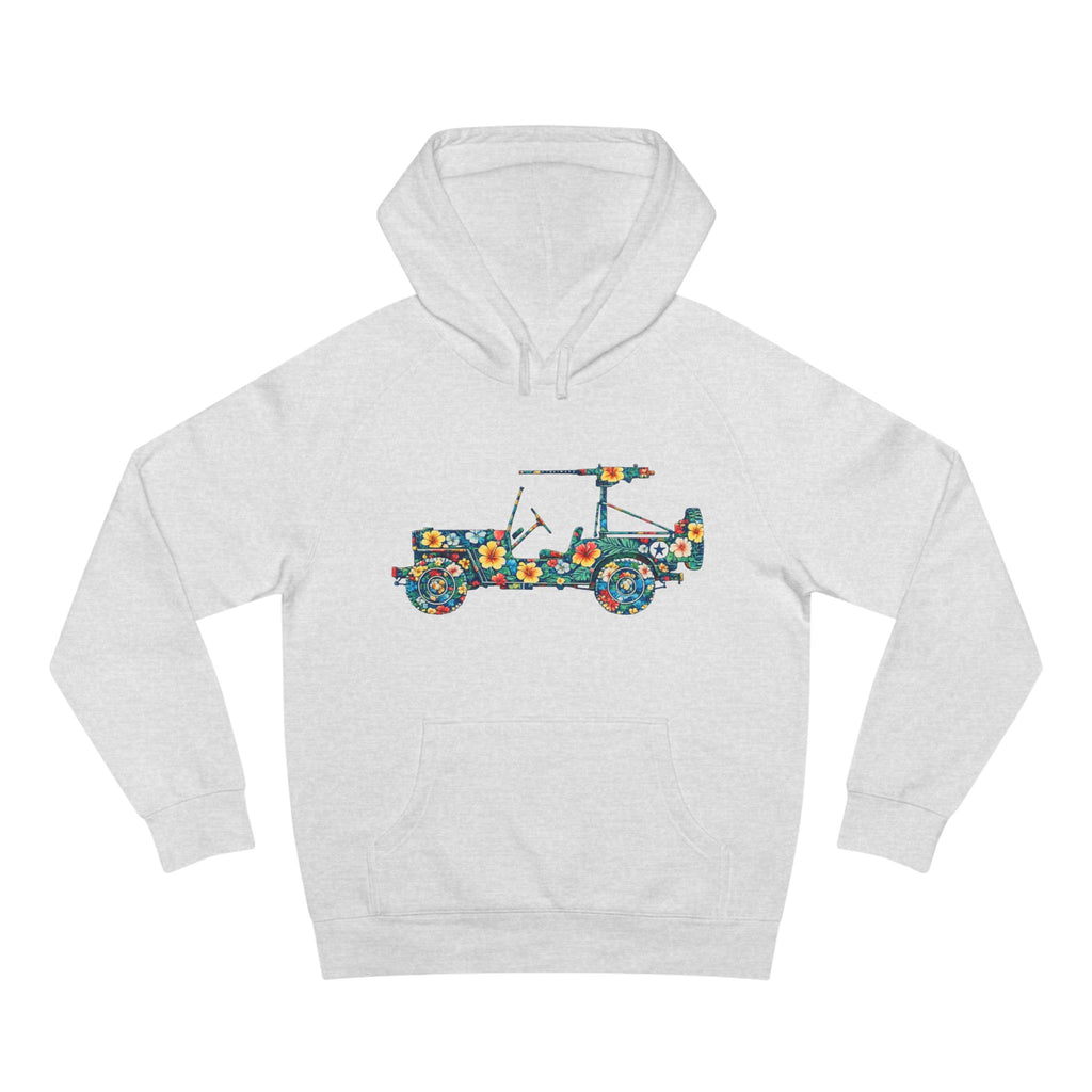 Floral Jeep Hoodie — Retro Flower Pattern Off‑Road Truck Sweatshirt