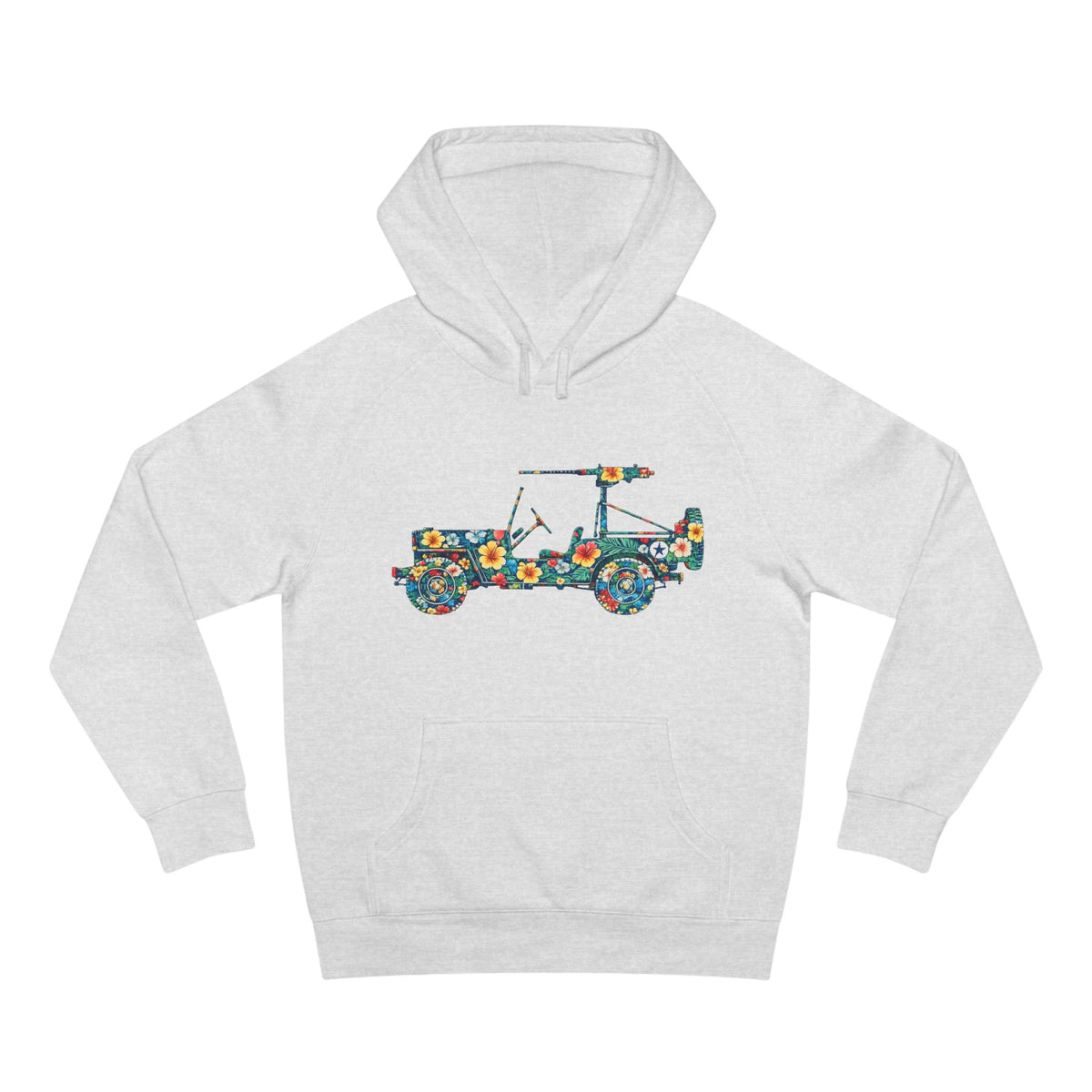 Floral Jeep Hoodie — Retro Flower Pattern Off‑Road Truck Sweatshirt