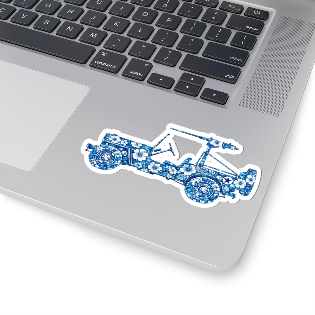 Floral Jeep Sticker – Blue Hawaiian Kiss-Cut Decal