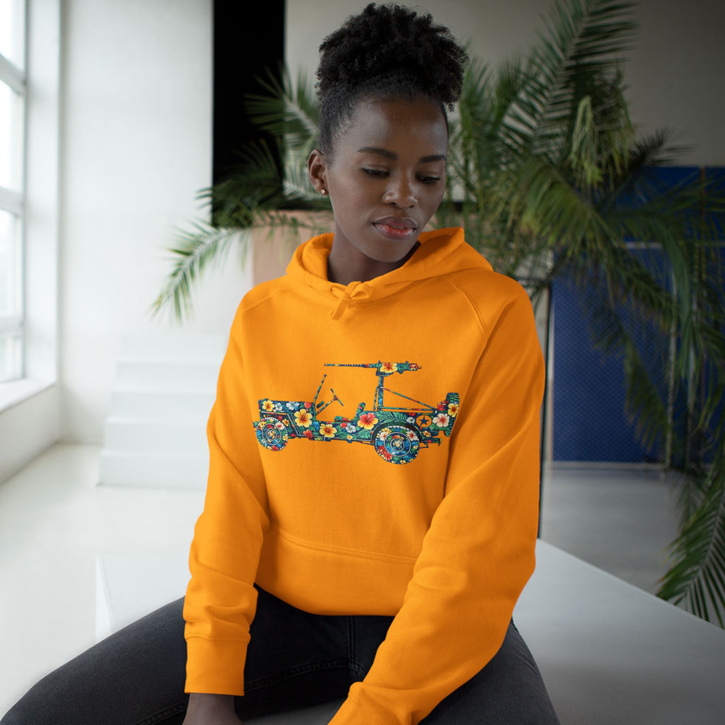 Floral Jeep Hoodie — Retro Flower Pattern Off‑Road Truck Sweatshirt
