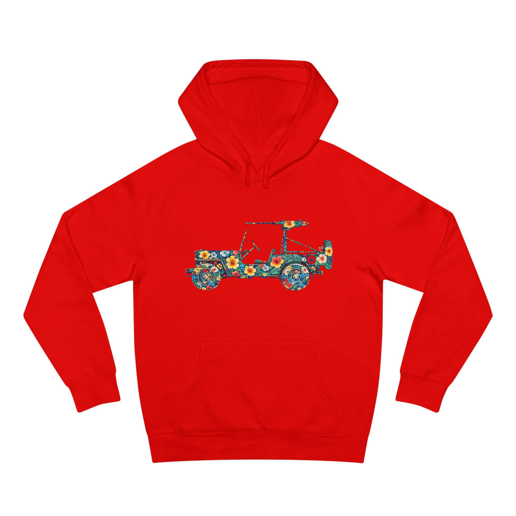 Floral Jeep Hoodie — Retro Flower Pattern Off‑Road Truck Sweatshirt