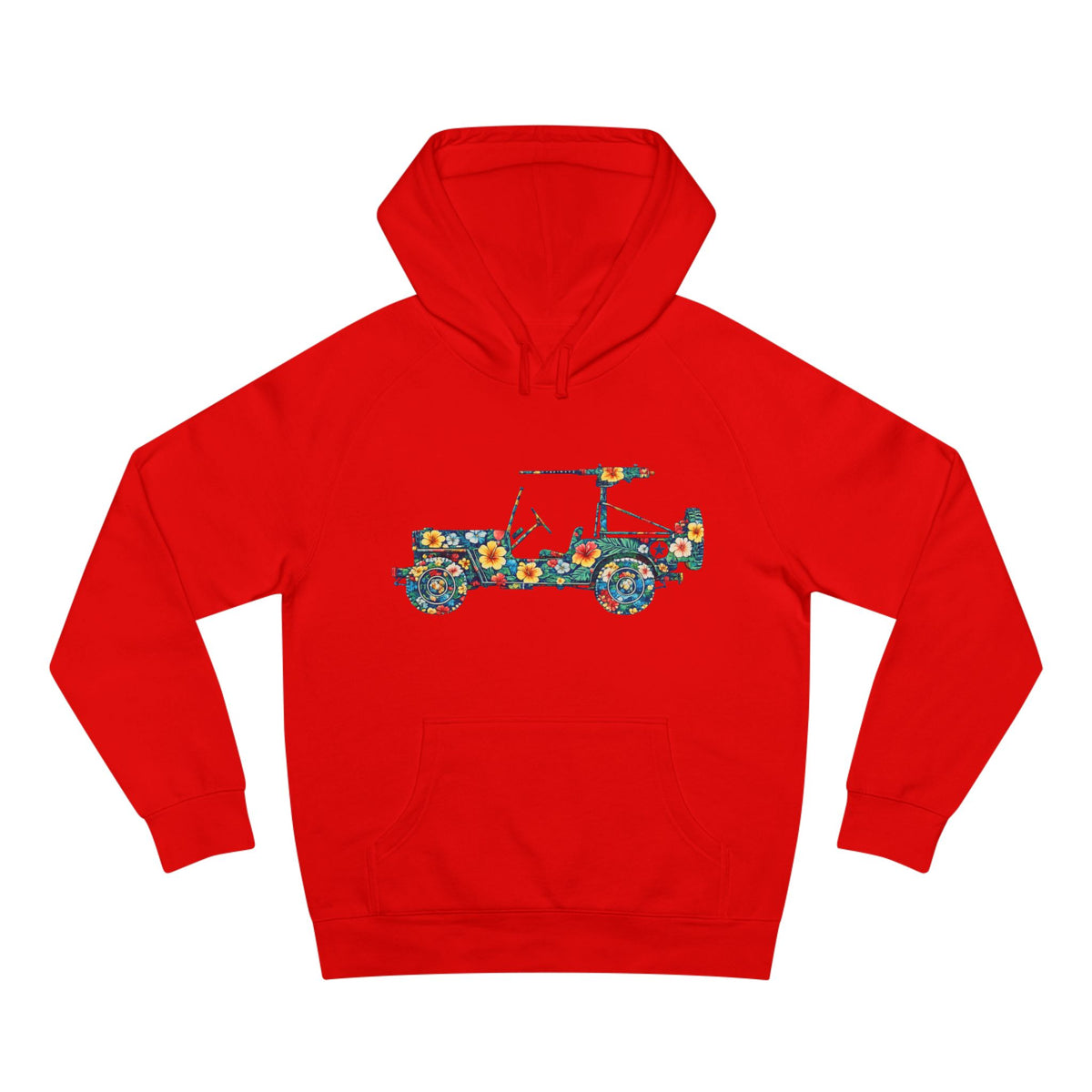 Floral Jeep Hoodie — Retro Flower Pattern Off‑Road Truck Sweatshirt
