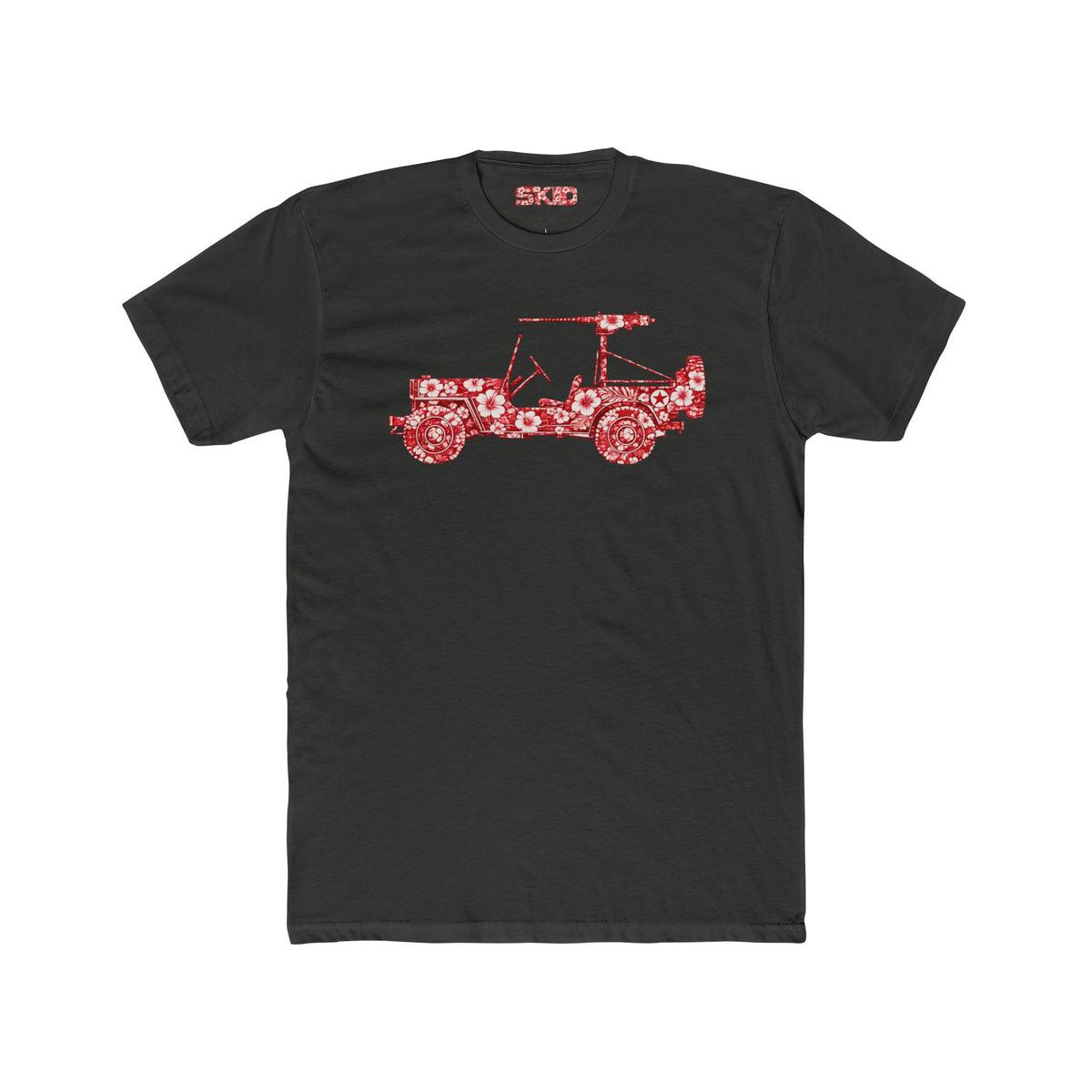 Floral Jeep Graphic Tee - Red Hawaiian Cruiser T-Shirt