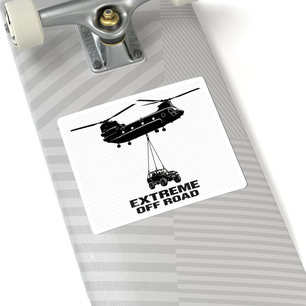 Extreme Off Road Sticker Black/White — Helicopter Airlift Jeep Kiss-Cut Decal
