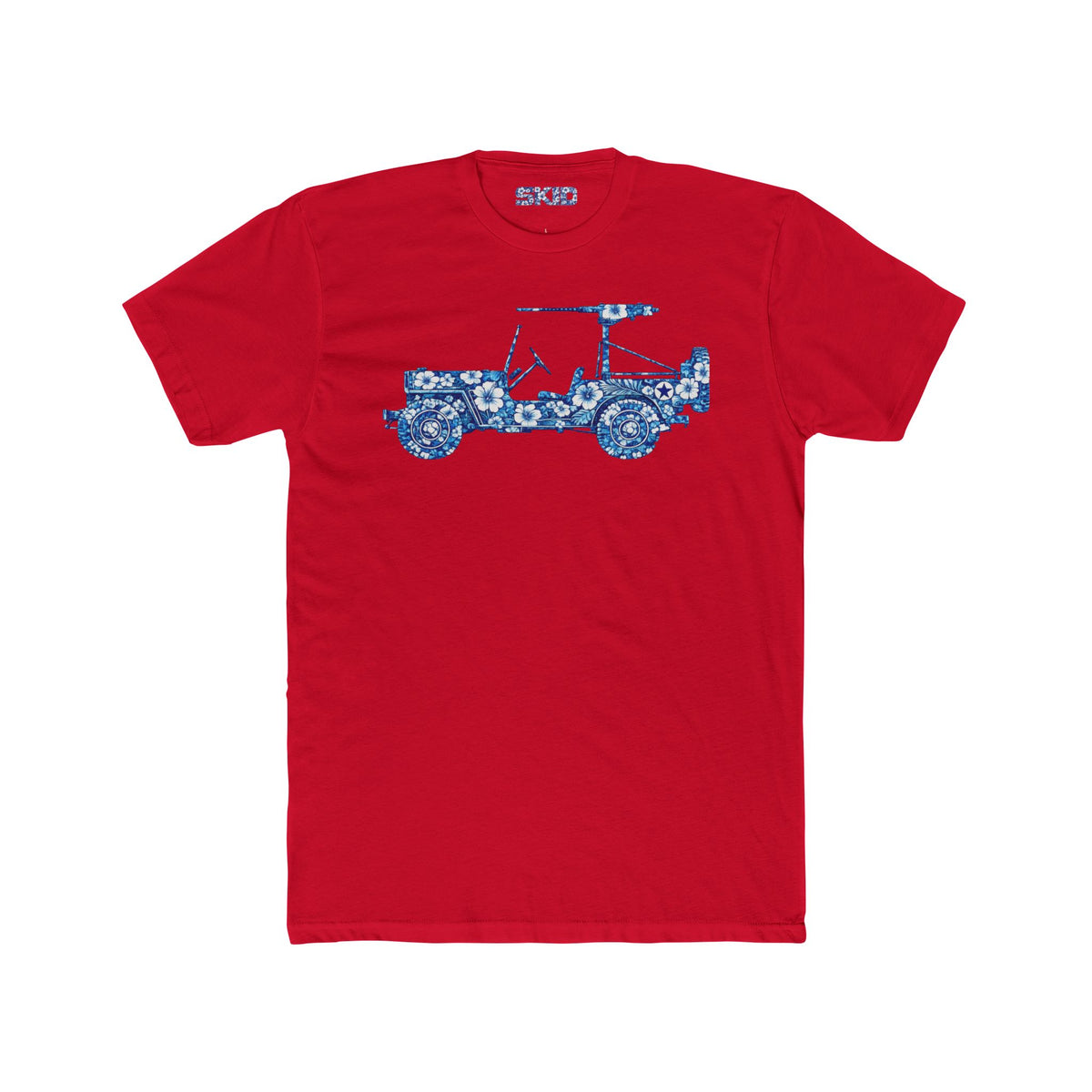 Floral Jeep Graphic Tee – Blue Flower Off-Road Truck T-Shirt