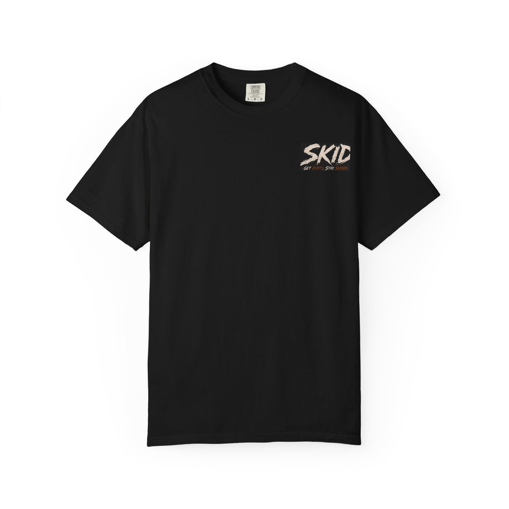 Off-Road Adventure T-Shirt — "SKID" Graphic Tee with Jeep & Forest Scene