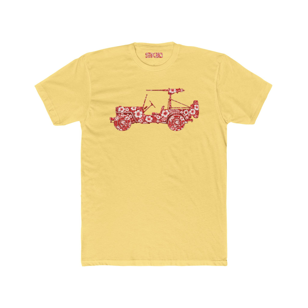 Floral Jeep Graphic Tee - Red Hawaiian Cruiser T-Shirt