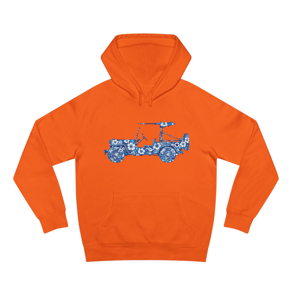 Floral Jeep Hoodie — Blue Floral Off-Road Vehicle Sweatshirt