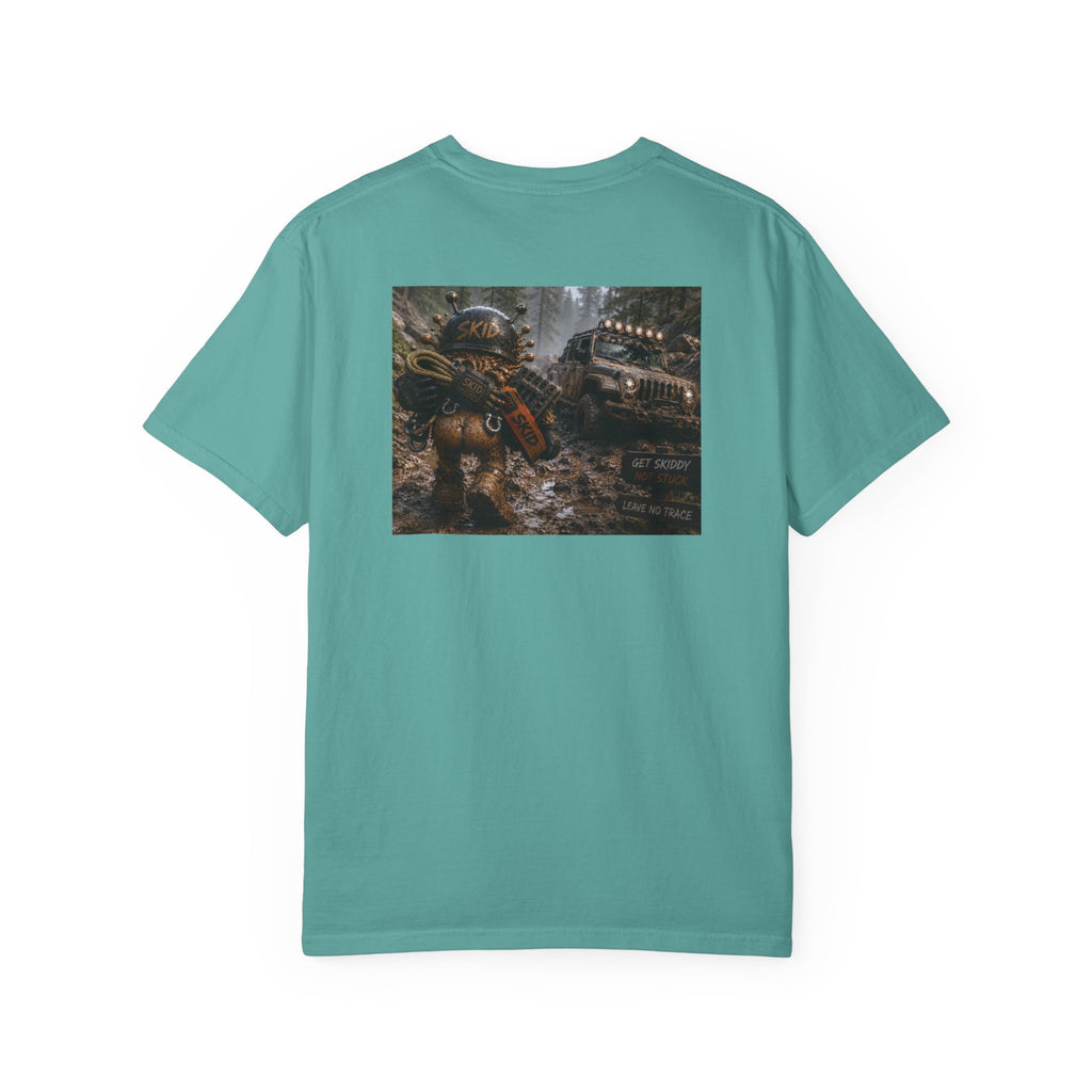 Off-Road Adventure T-Shirt — "SKID" Graphic Tee with Jeep & Forest Scene