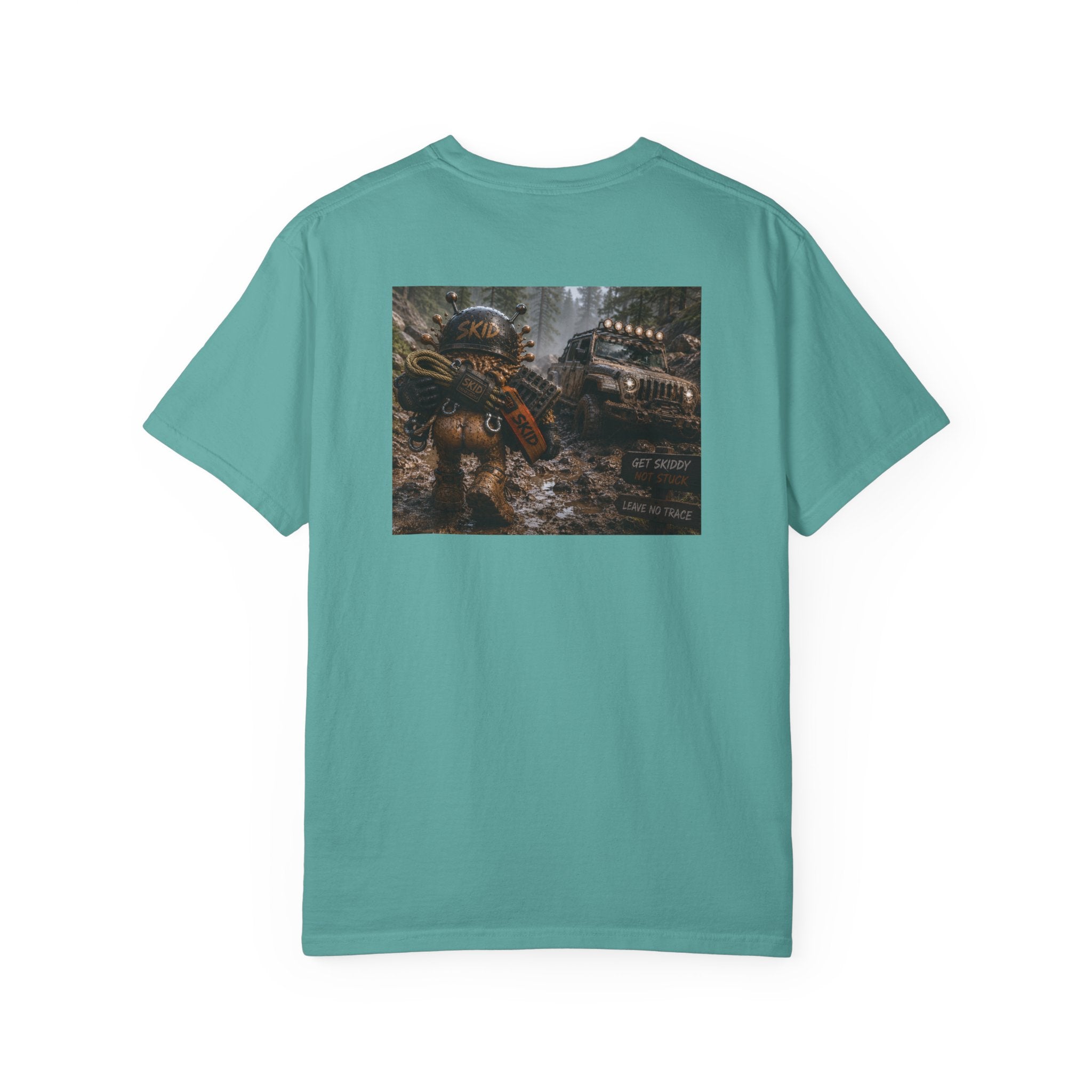 Off-Road Adventure T-Shirt — "SKID" Graphic Tee with Jeep & Forest Scene