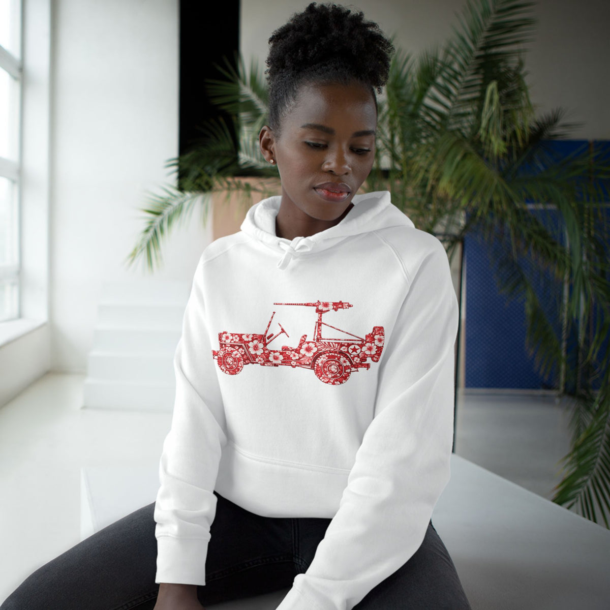 Floral Jeep Hoodie — Red Flower Off‑Road Graphic Pullover