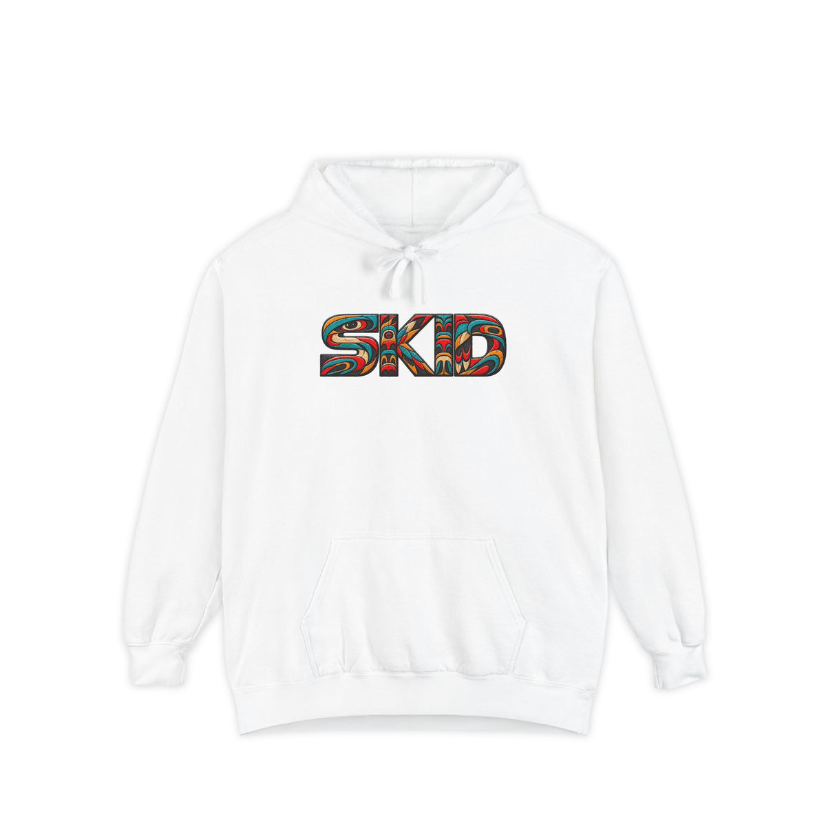 SKID "JEEP Lineage TOTEM" Graphic Hoodie — Pacific Northwest inspired Colorful Pattern Logo Sweatshirt