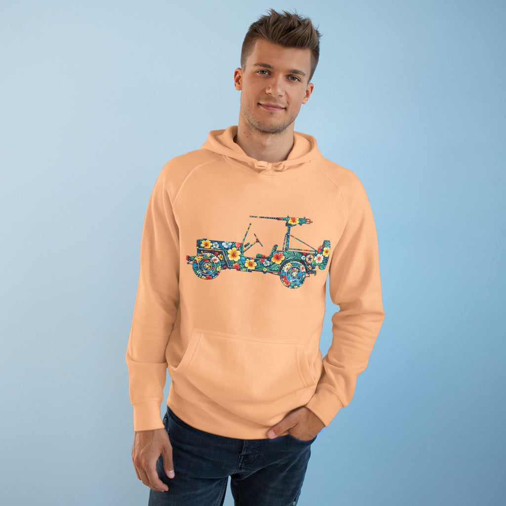 Floral Jeep Hoodie — Retro Flower Pattern Off‑Road Truck Sweatshirt