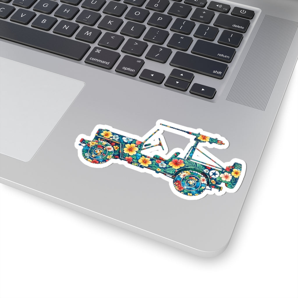 Floral Jeep Sticker — Tropical Hibiscus Kiss-Cut Decal