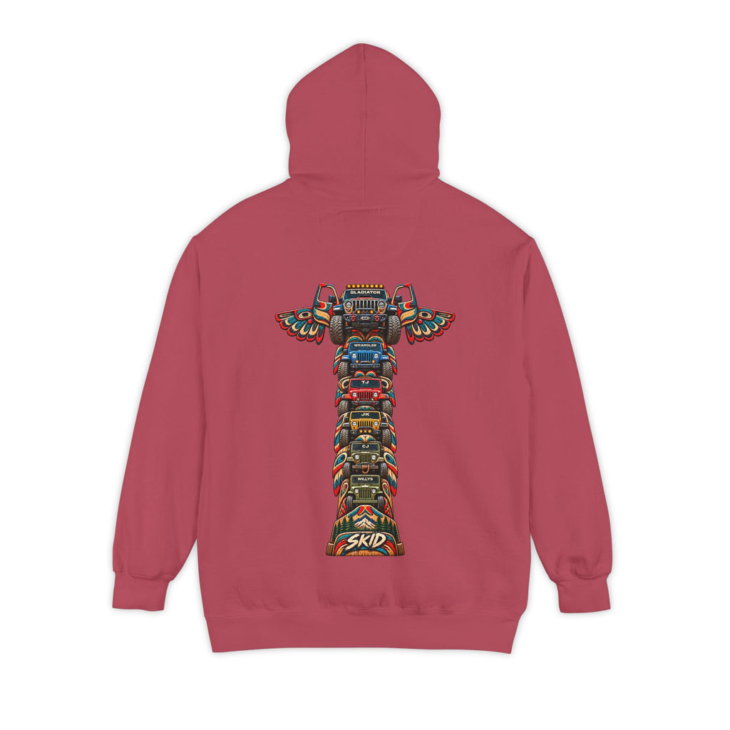 SKID "JEEP Lineage TOTEM" Graphic Hoodie — Pacific Northwest inspired Colorful Pattern Logo Sweatshirt