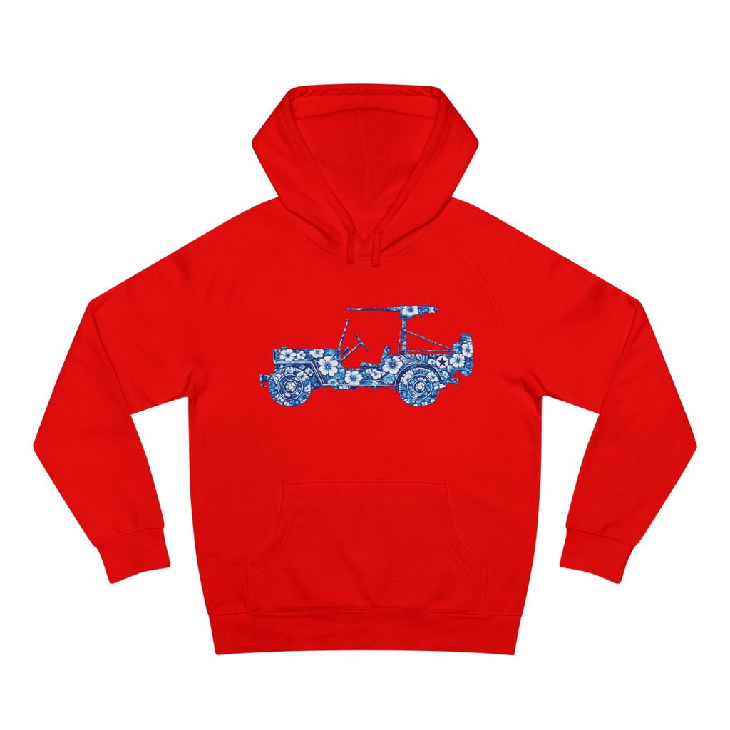 Floral Jeep Hoodie — Blue Floral Off-Road Vehicle Sweatshirt