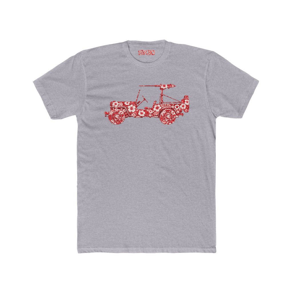 Floral Jeep Graphic Tee - Red Hawaiian Cruiser T-Shirt