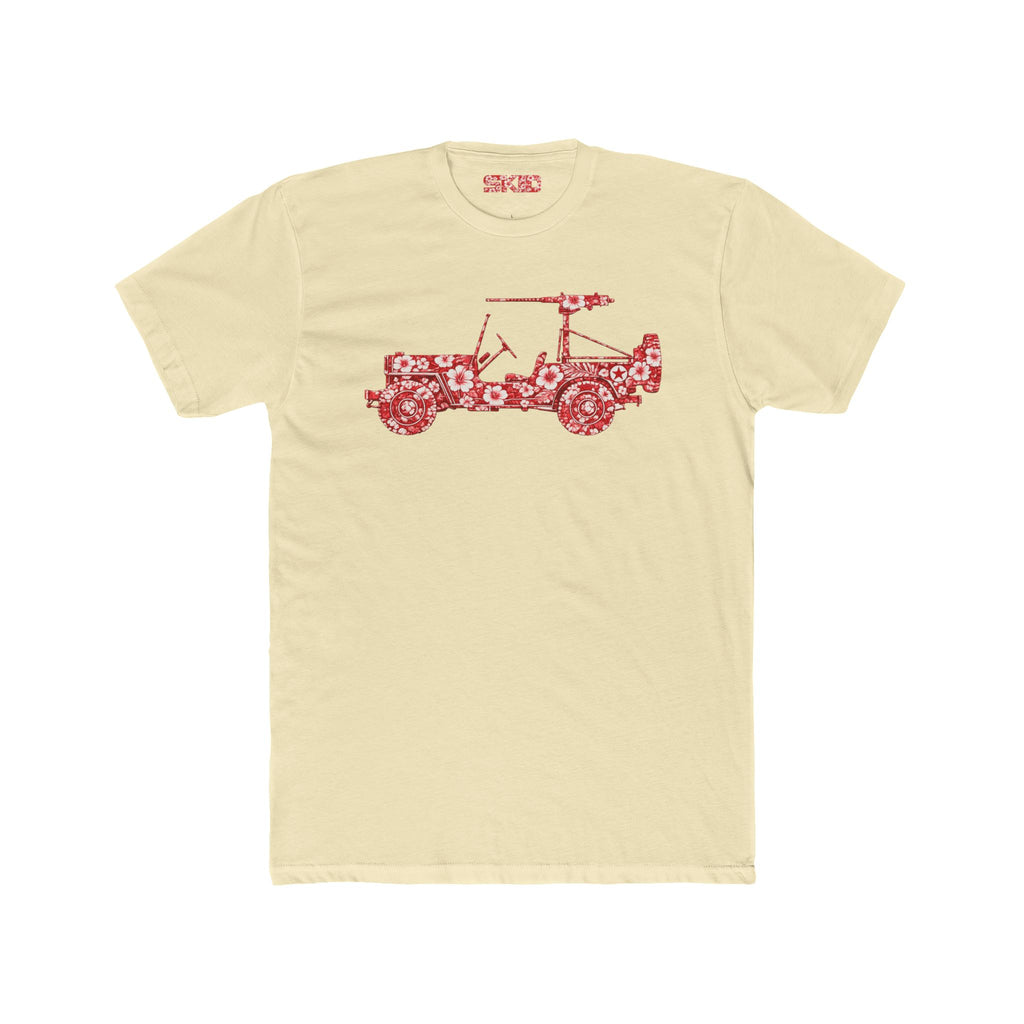 Floral Jeep Graphic Tee - Red Hawaiian Cruiser T-Shirt