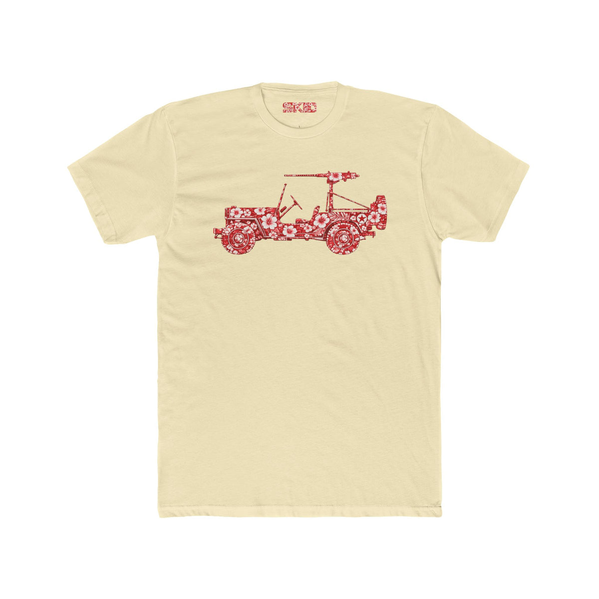 Floral Jeep Graphic Tee - Red Hawaiian Cruiser T-Shirt
