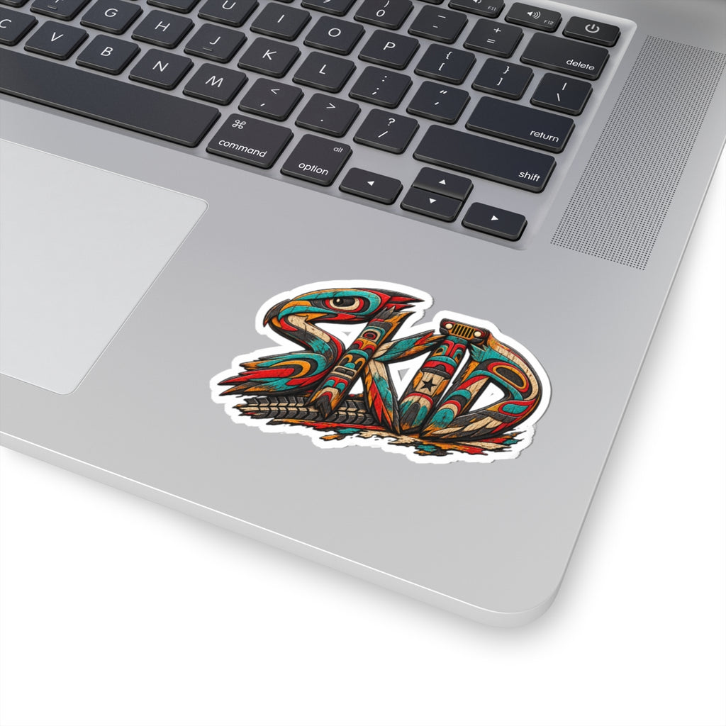 Totem-Style 'Skid' PNW (2) Kiss-Cut Sticker — Northwest Tribal Inspired Laptop Decal
