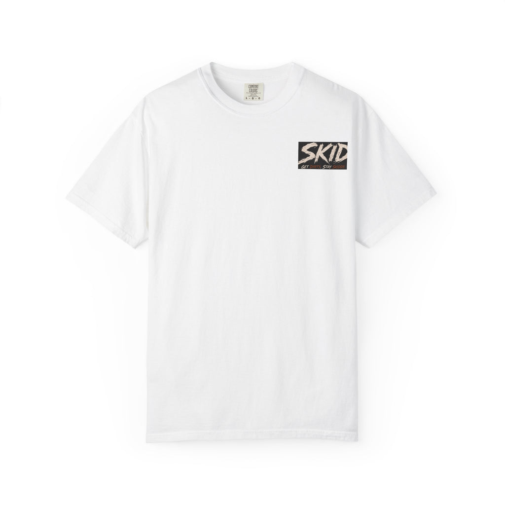 Off-Road Adventure T-Shirt — "SKID" Graphic Tee with Jeep & Forest Scene