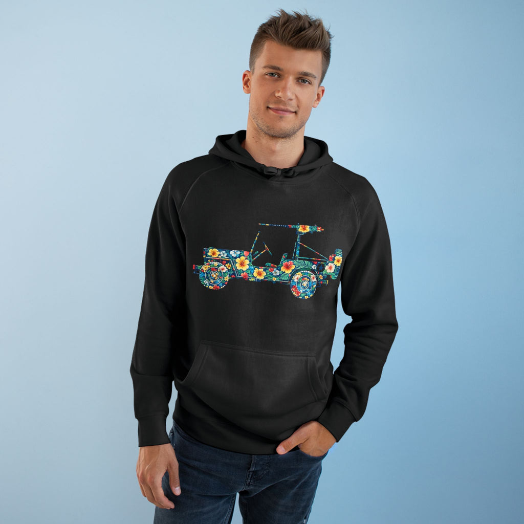 Floral Jeep Hoodie — Retro Flower Pattern Off‑Road Truck Sweatshirt