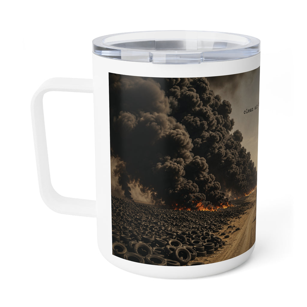 10oz Insulated Coffee Mug — Vintage 'Clean Air Initiative' Smokestack Design