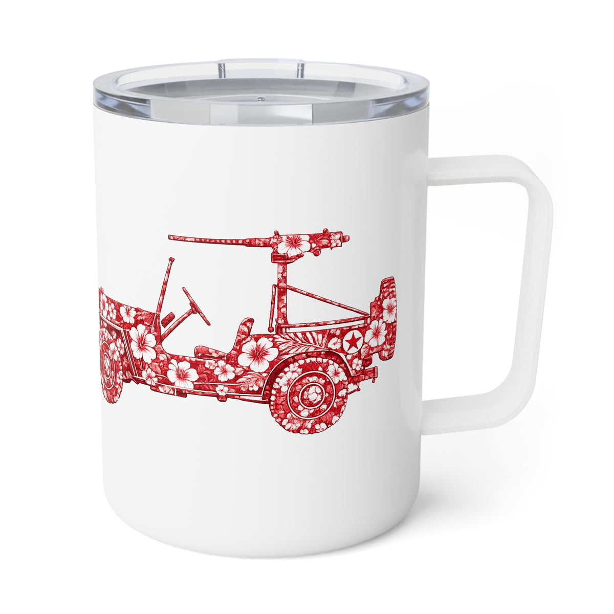 10oz Insulated Mug — Floral RED "OG JEEP" Design