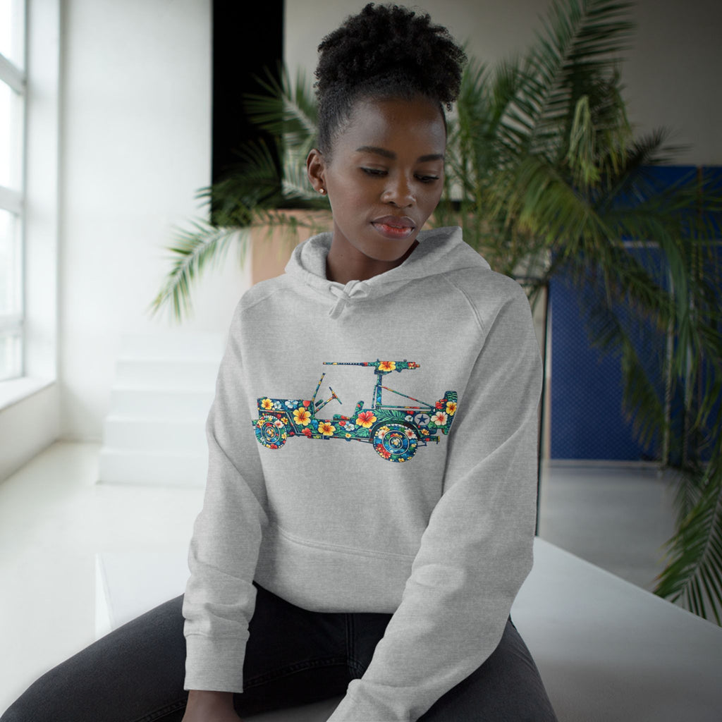Floral Jeep Hoodie — Retro Flower Pattern Off‑Road Truck Sweatshirt