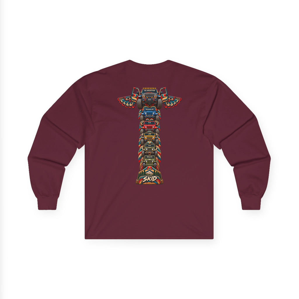 Long Sleeve Tee — Colorful "JEEP LINEAGE TOTEM" Graphic ("SKD")