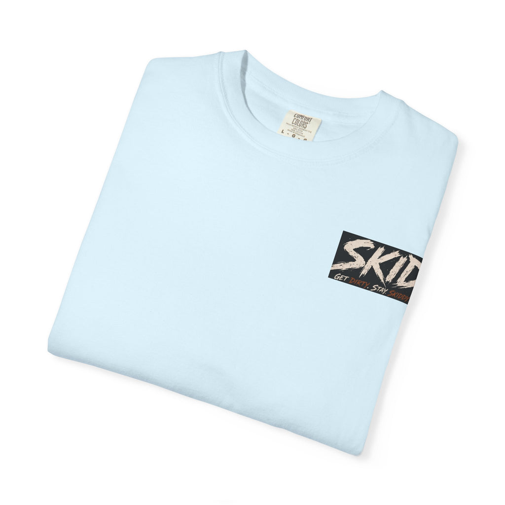 Off-Road Adventure T-Shirt — "SKID" Graphic Tee with Jeep & Forest Scene