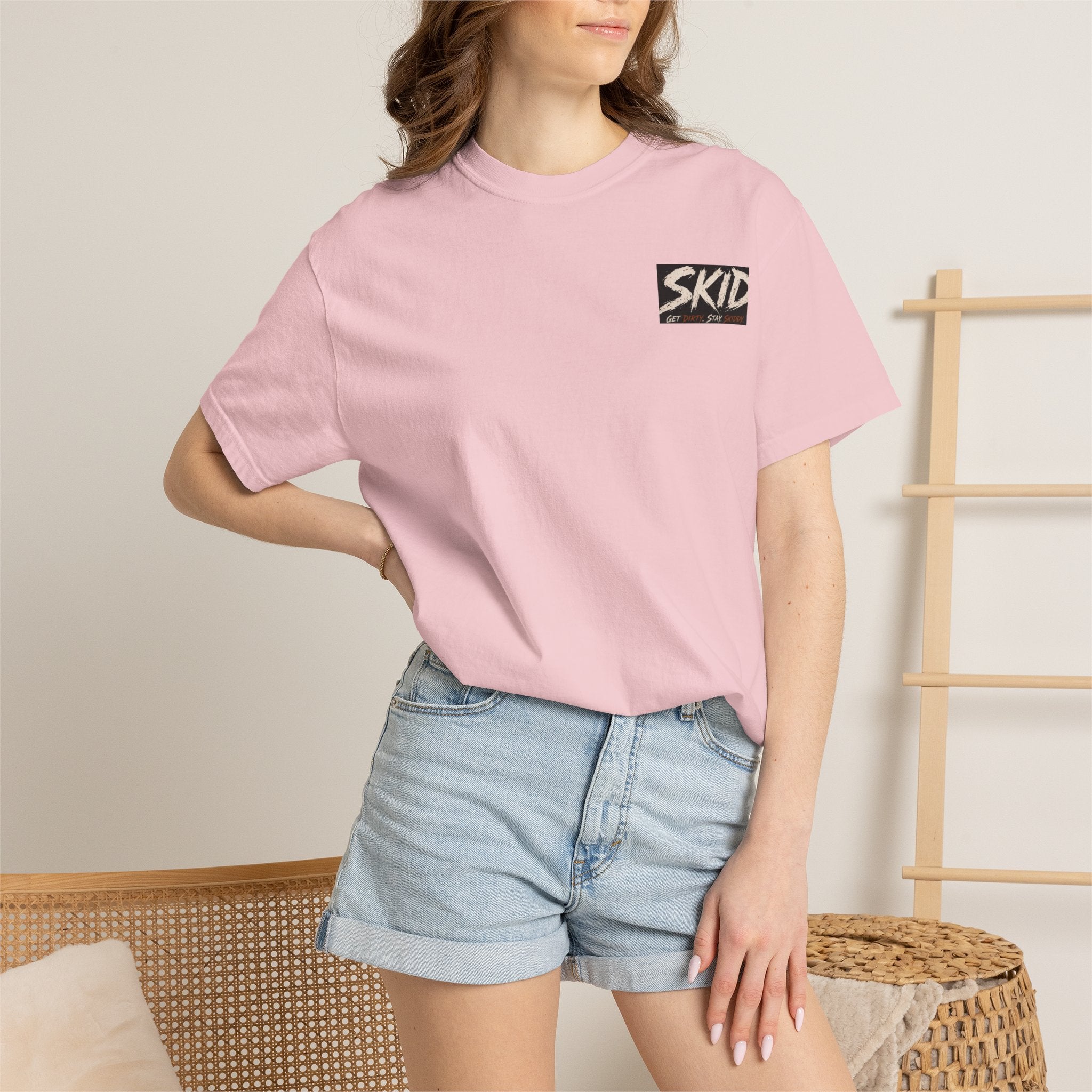 Off-Road Adventure T-Shirt — "SKID" Graphic Tee with Jeep & Forest Scene