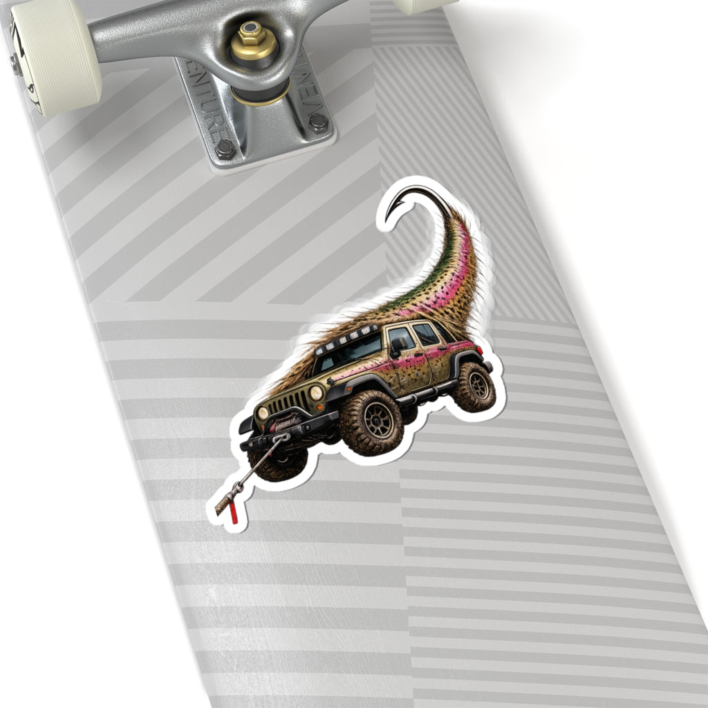 Jeep & Trout "PRETTY FLY" Sticker — Offroad Fishing Kiss-Cut Decal
