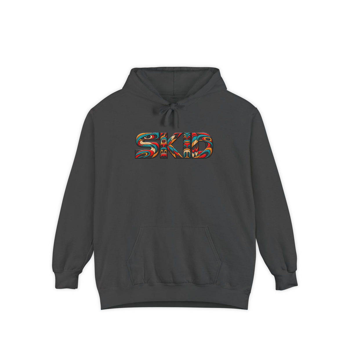 SKID "JEEP Lineage TOTEM" Graphic Hoodie — Pacific Northwest inspired Colorful Pattern Logo Sweatshirt