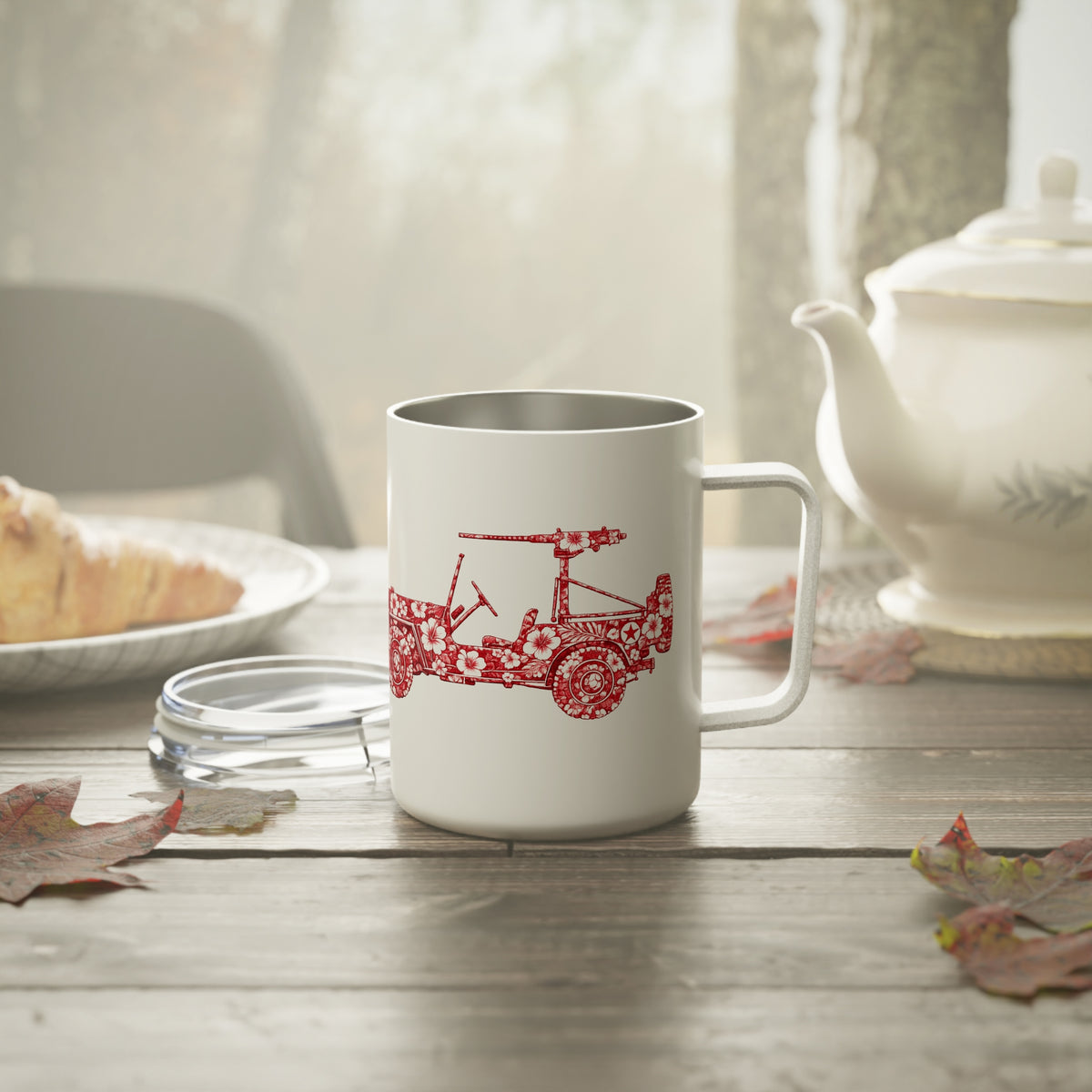 10oz Insulated Mug — Floral RED "OG JEEP" Design