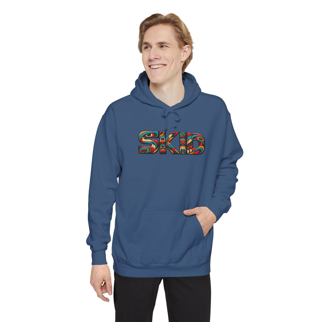 SKID "JEEP Lineage TOTEM" Graphic Hoodie — Pacific Northwest inspired Colorful Pattern Logo Sweatshirt