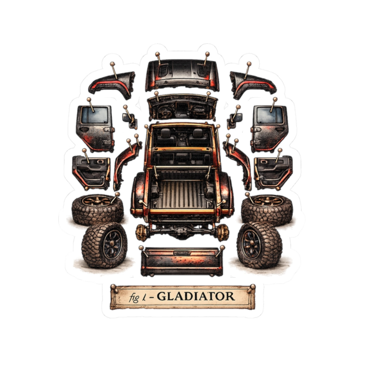 Gladiator Dissect Black/Red Kiss-Cut Sticker