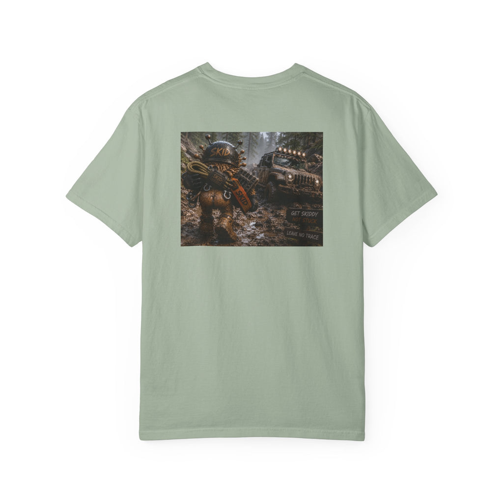 Off-Road Adventure T-Shirt — "SKID" Graphic Tee with Jeep & Forest Scene