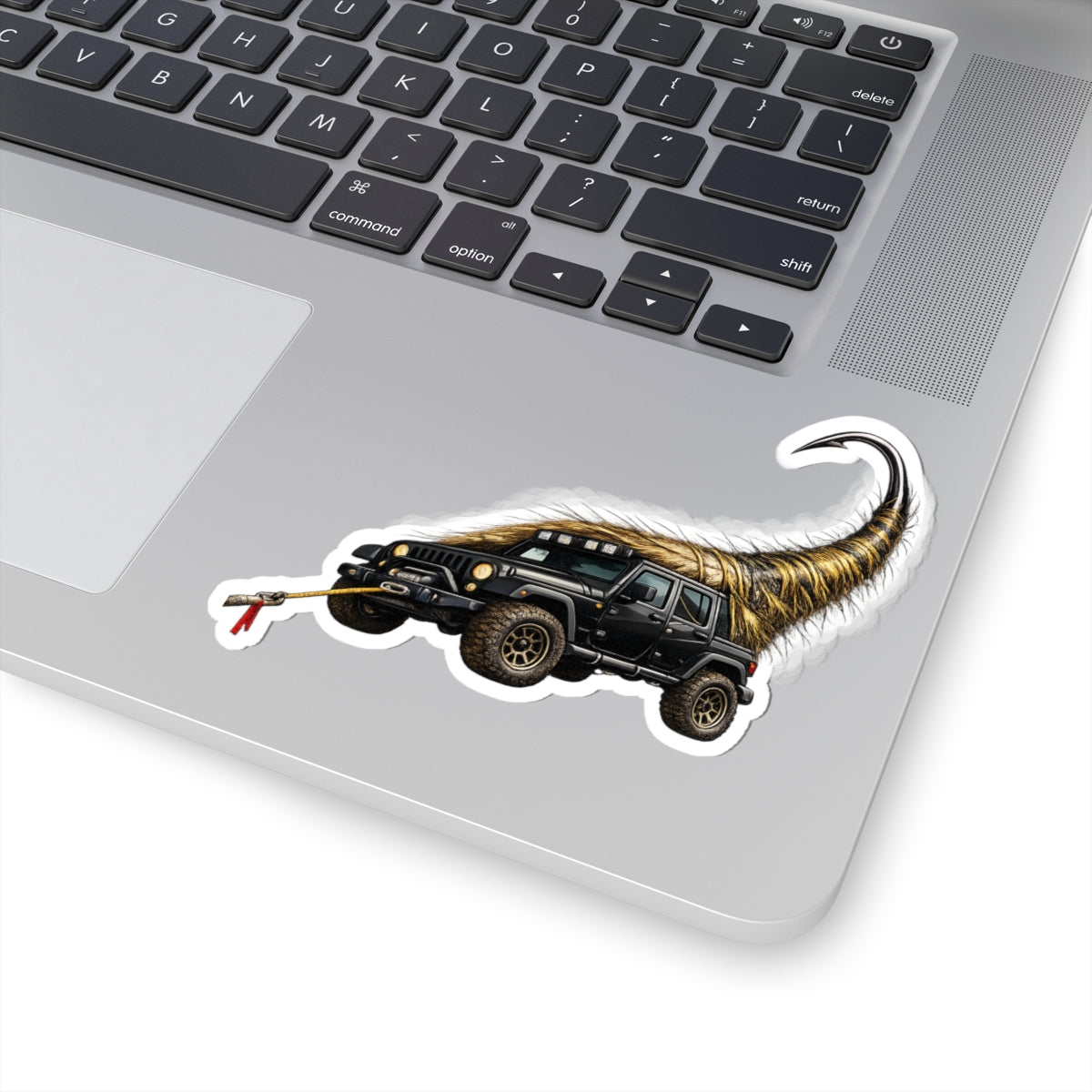 Jeep Wrangler "PRETTY FLY" Sticker — Off-Road Black and Gold Tail Kiss-Cut Sticker