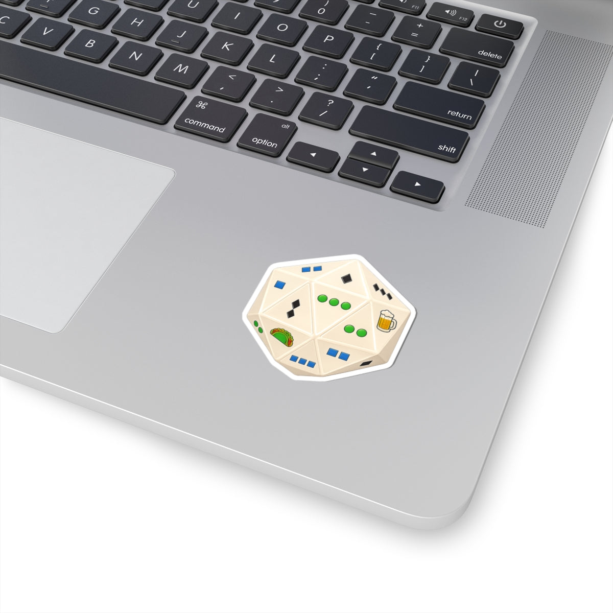 D20 RPG "Trail Master DIE"- Choose Wisely, Icon Sticker — Taco & Beer and Trail Selection Themed Dice Vault Kiss-Cut Sticker