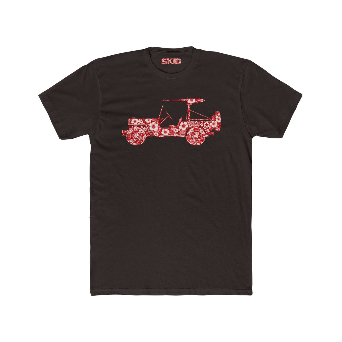 Floral Jeep Graphic Tee - Red Hawaiian Cruiser T-Shirt
