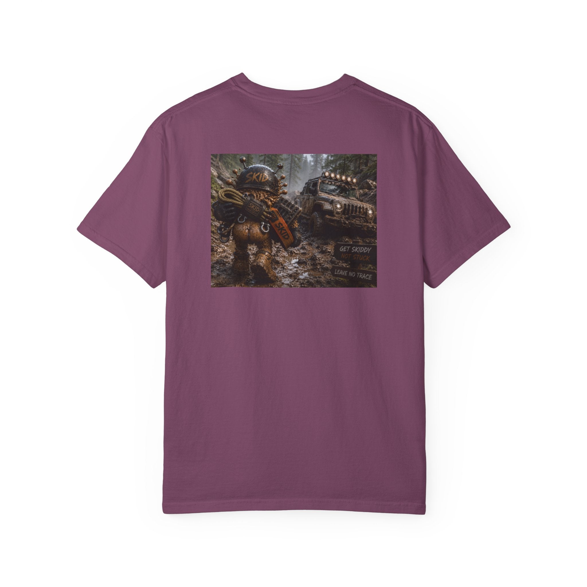 Off-Road Adventure T-Shirt — "SKID" Graphic Tee with Jeep & Forest Scene