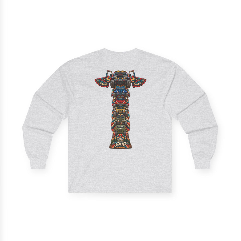 Long Sleeve Tee — Colorful "JEEP LINEAGE TOTEM" Graphic ("SKD")
