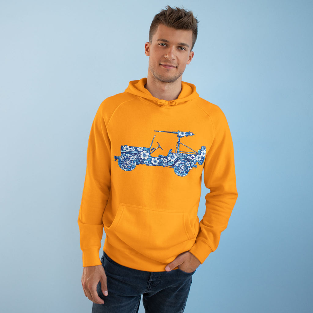 Floral Jeep Hoodie — Blue Floral Off-Road Vehicle Sweatshirt