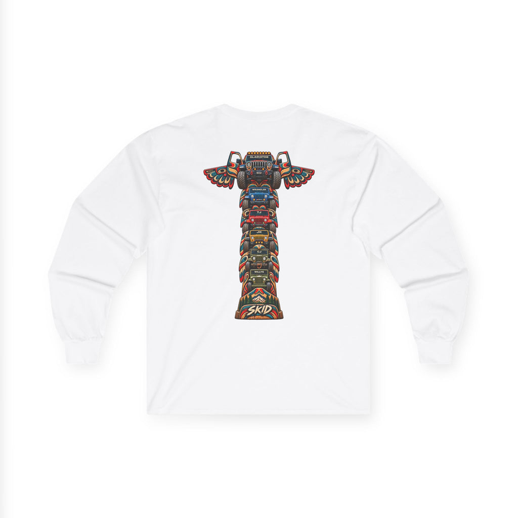 Long Sleeve Tee — Colorful "JEEP LINEAGE TOTEM" Graphic ("SKD")