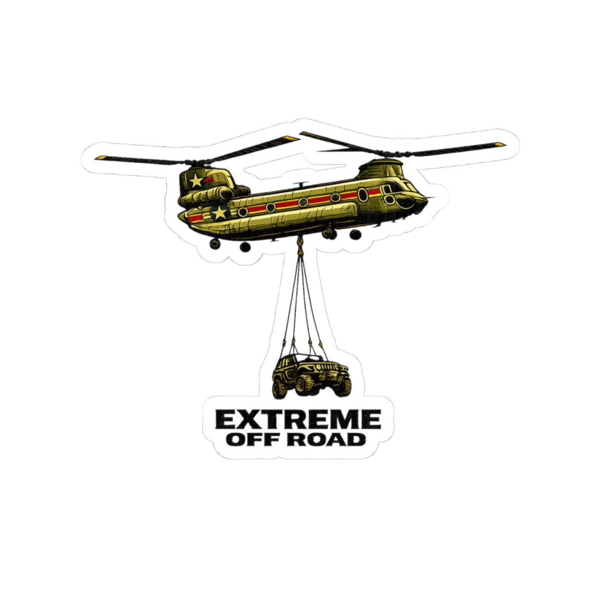 Extreme Off Road Helicopter Sticker — Military Chinook Vehicle Rescue Decal