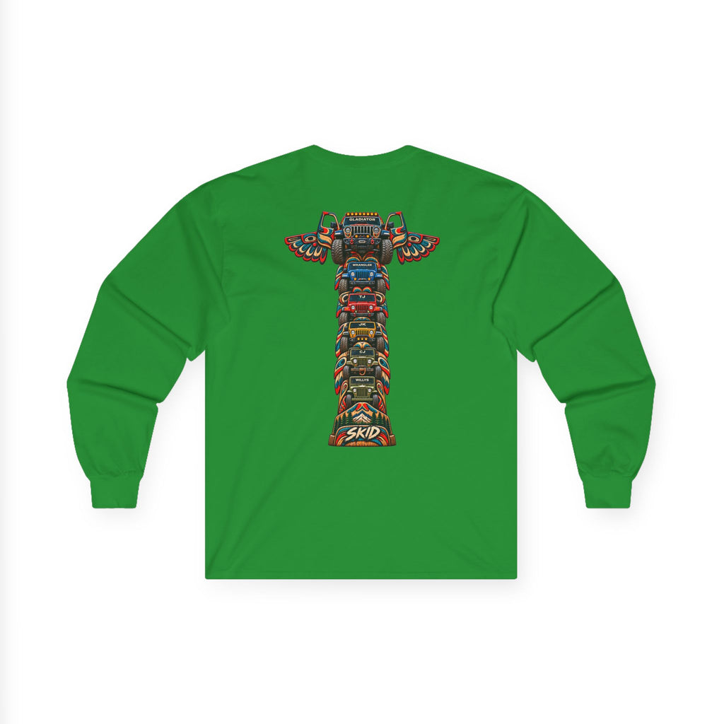 Long Sleeve Tee — Colorful "JEEP LINEAGE TOTEM" Graphic ("SKD")
