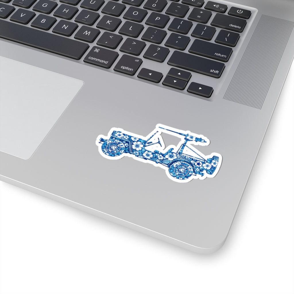 Floral Jeep Sticker – Blue Hawaiian Kiss-Cut Decal